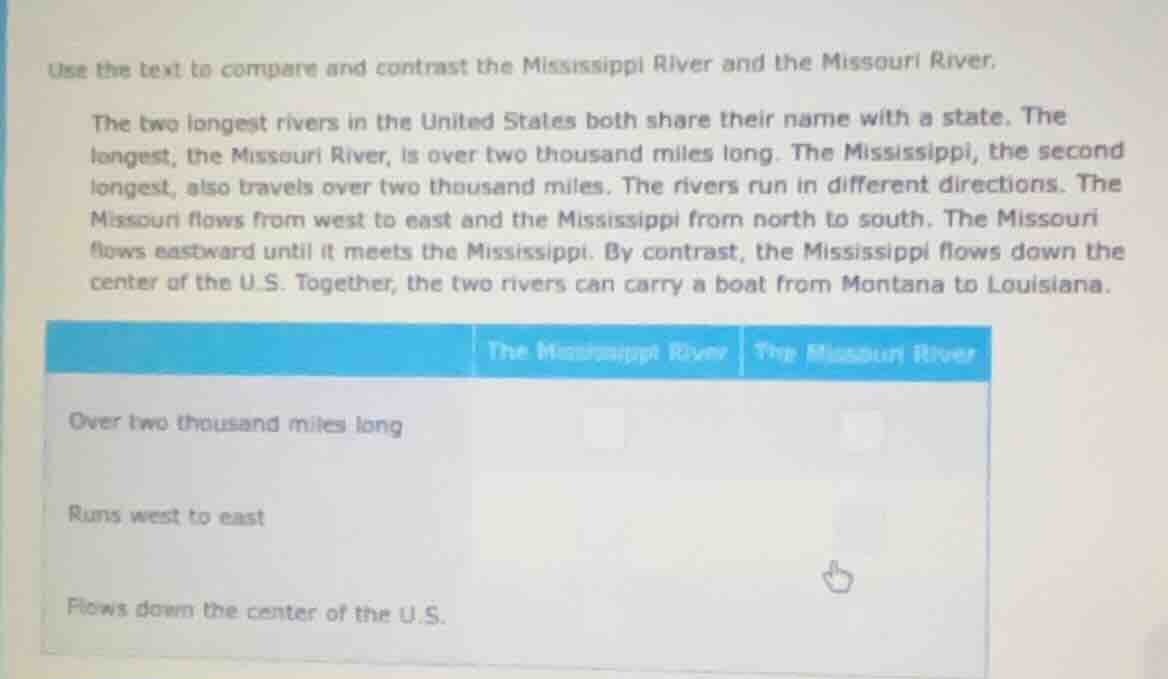 use the text to compare and contrast the mississippi river and the miss…
