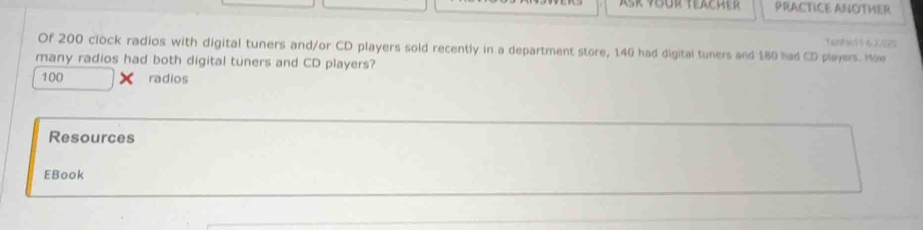 of 200 clock radios with digital tuners and/or cd players sold recently…