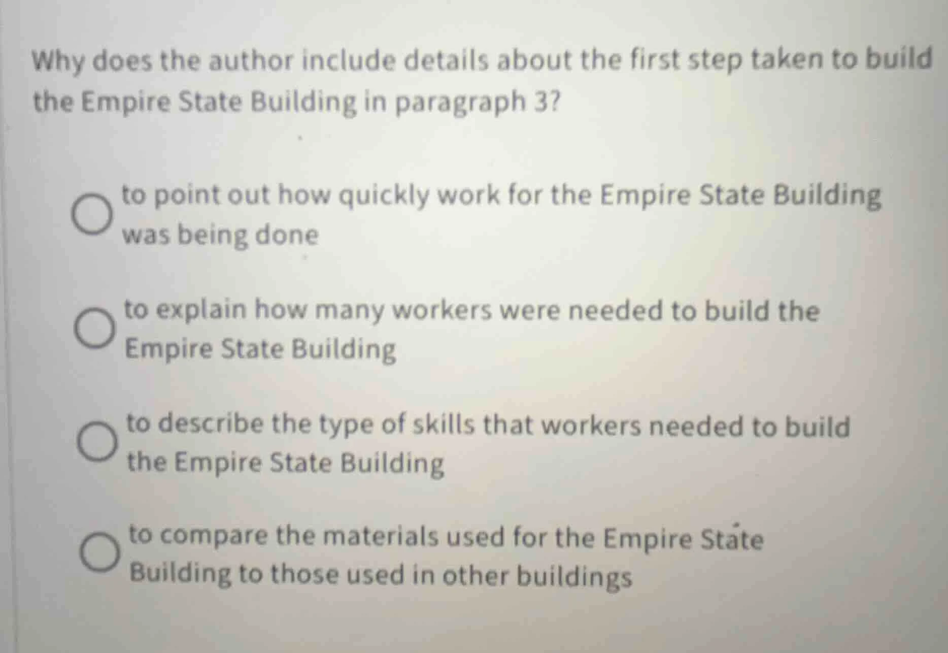 why does the author include details about the first step taken to build…