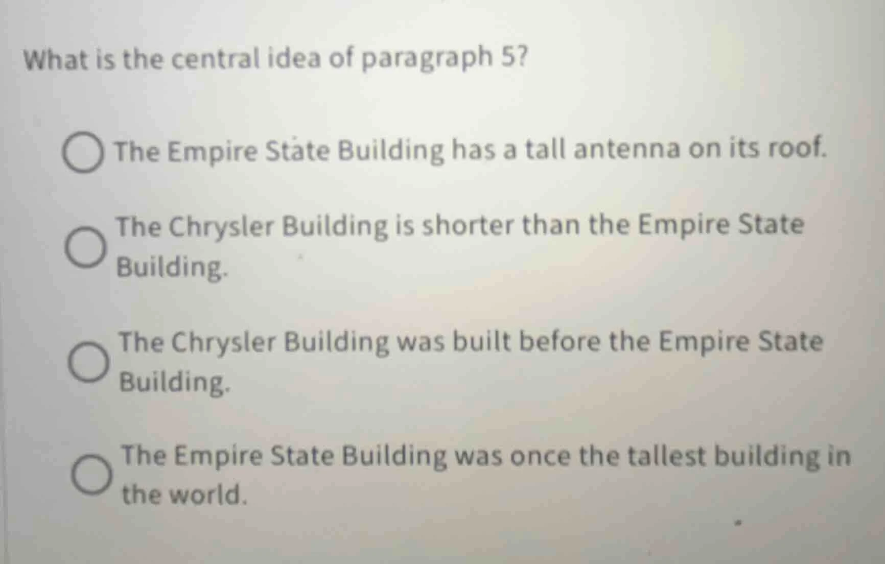 what is the central idea of paragraph 5? the empire state building has …