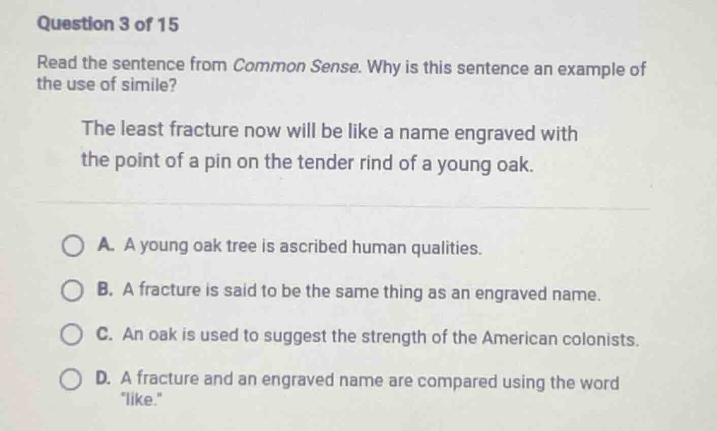 question 3 of 15 read the sentence from common sense. why is this sente…