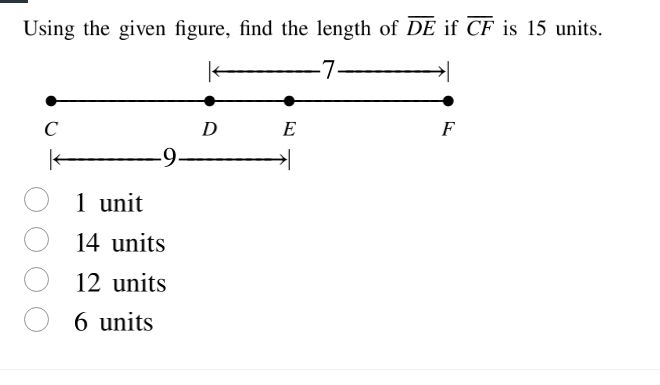 using the given figure, find the length of \\(\\overline{de}\\) if \\(\…