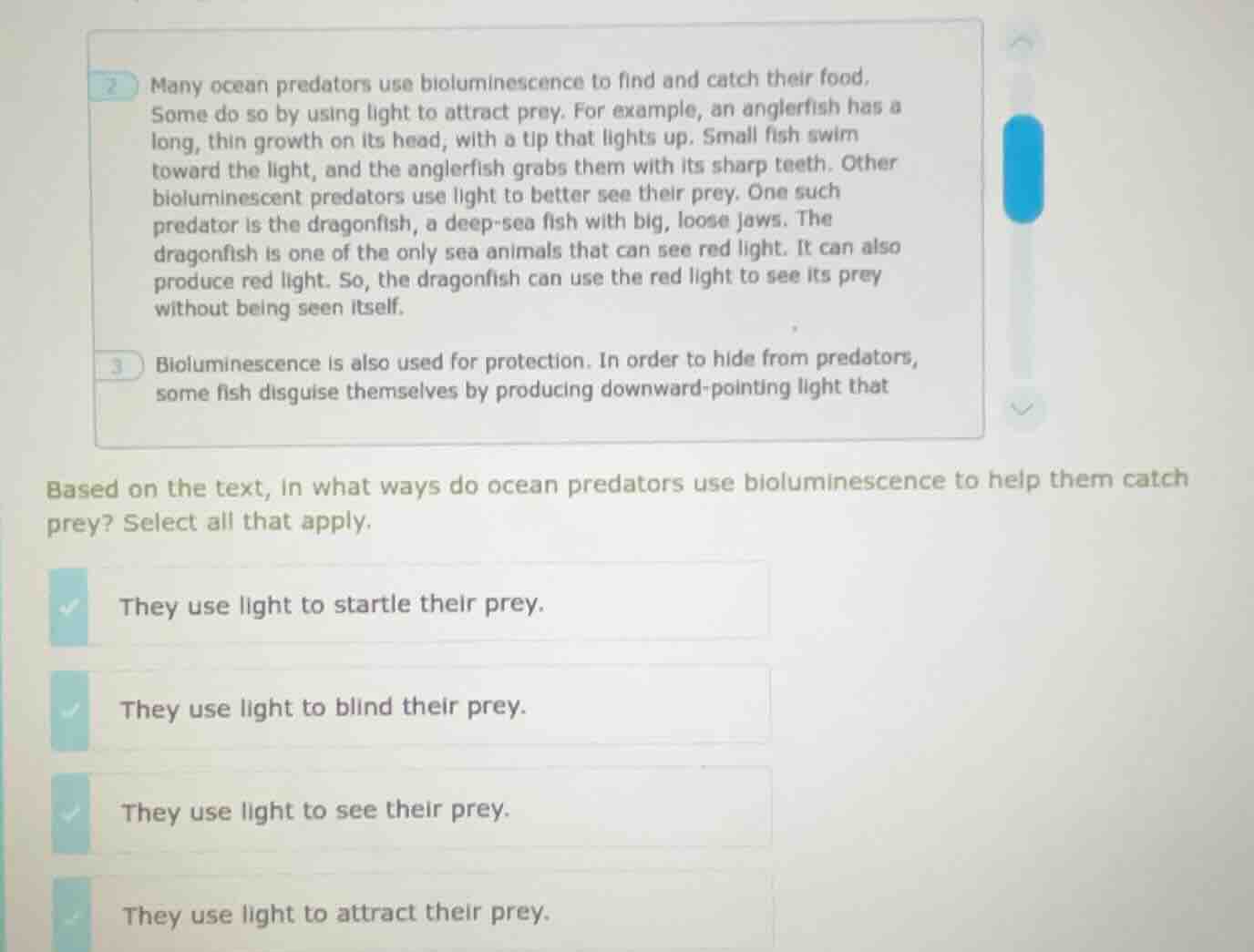 2 many ocean predators use bioluminescence to find and catch their food…