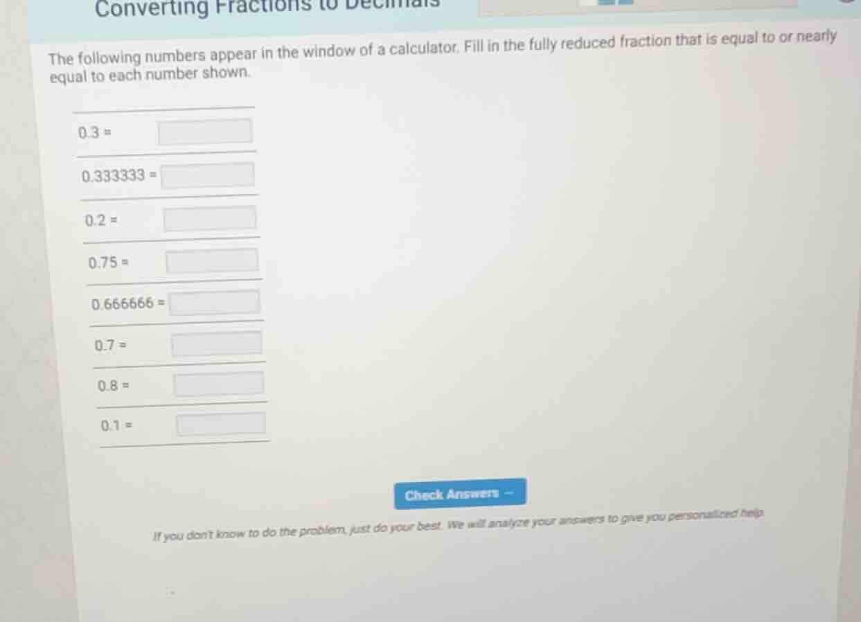 converting fractions to decimals the following numbers appear in the wi…