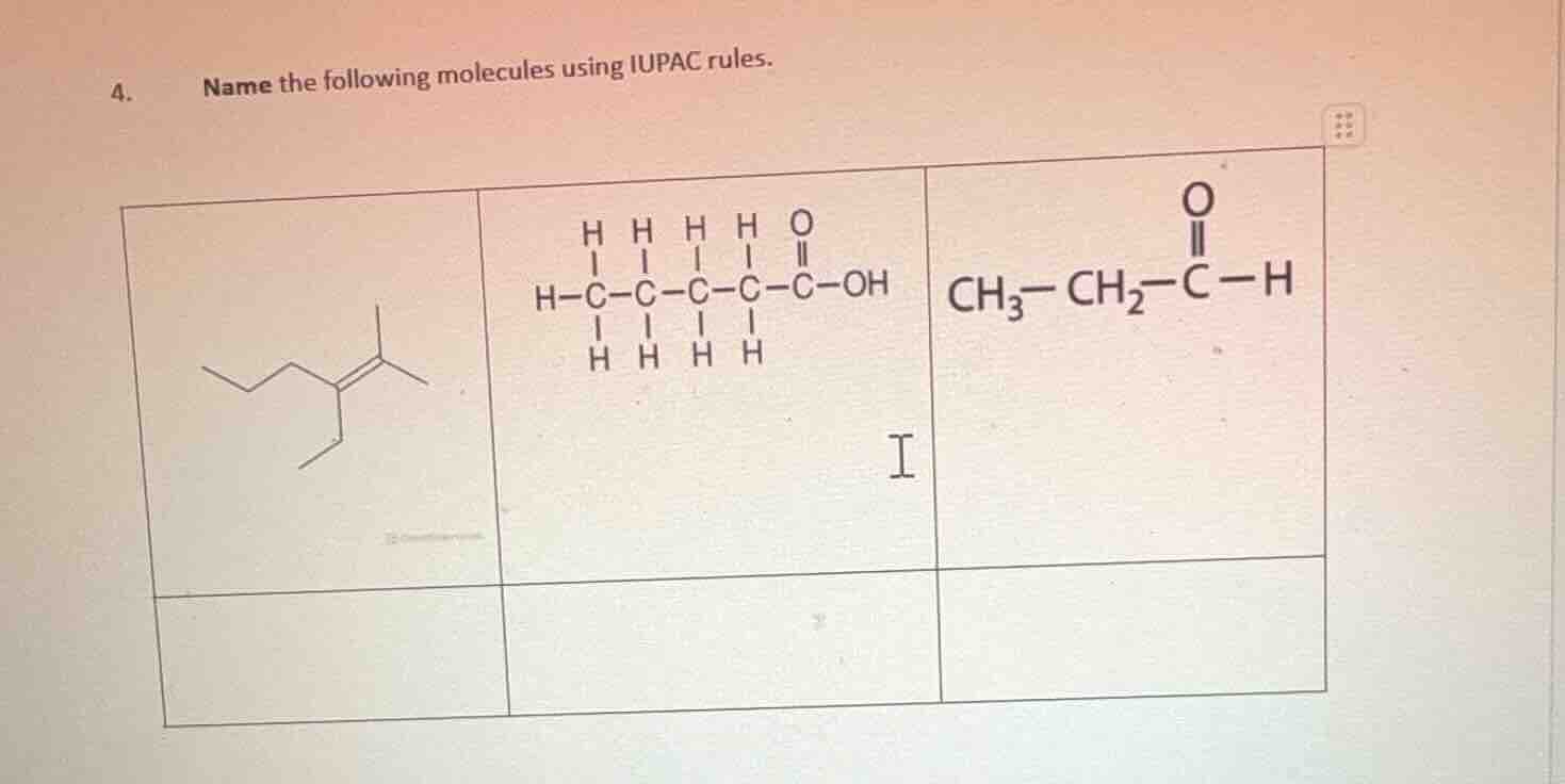 4. name the following molecules using iupac rules.