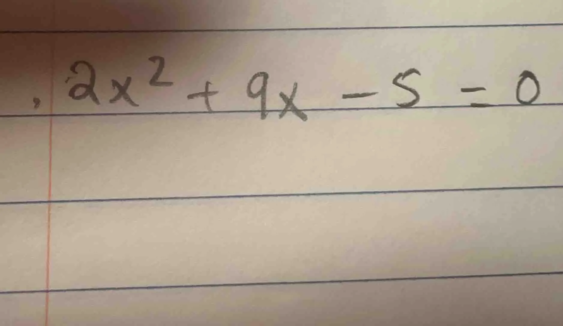 2x² + 9x - 5 = 0