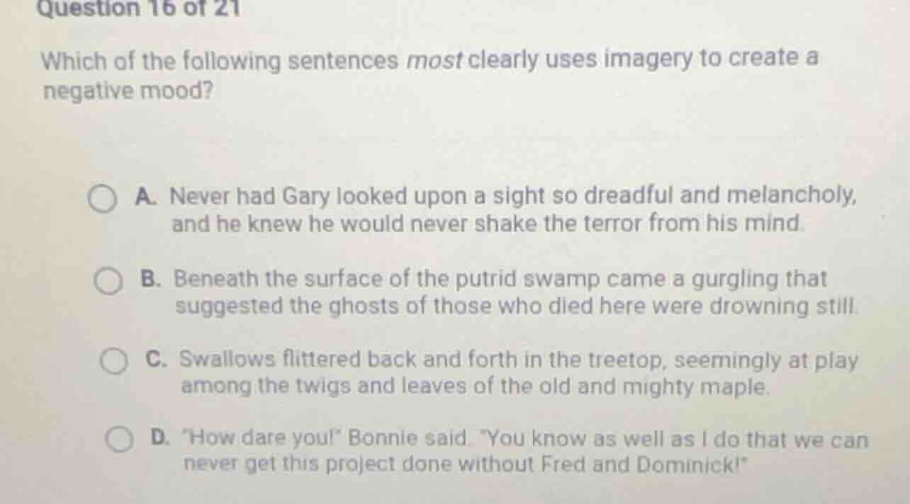 question 16 of 21 which of the following sentences most clearly uses im…