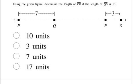 using the given figure, determine the length of \\(\\overline{pr}\\) if…
