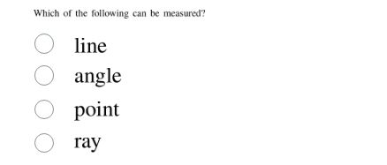 which of the following can be measured? line angle point ray