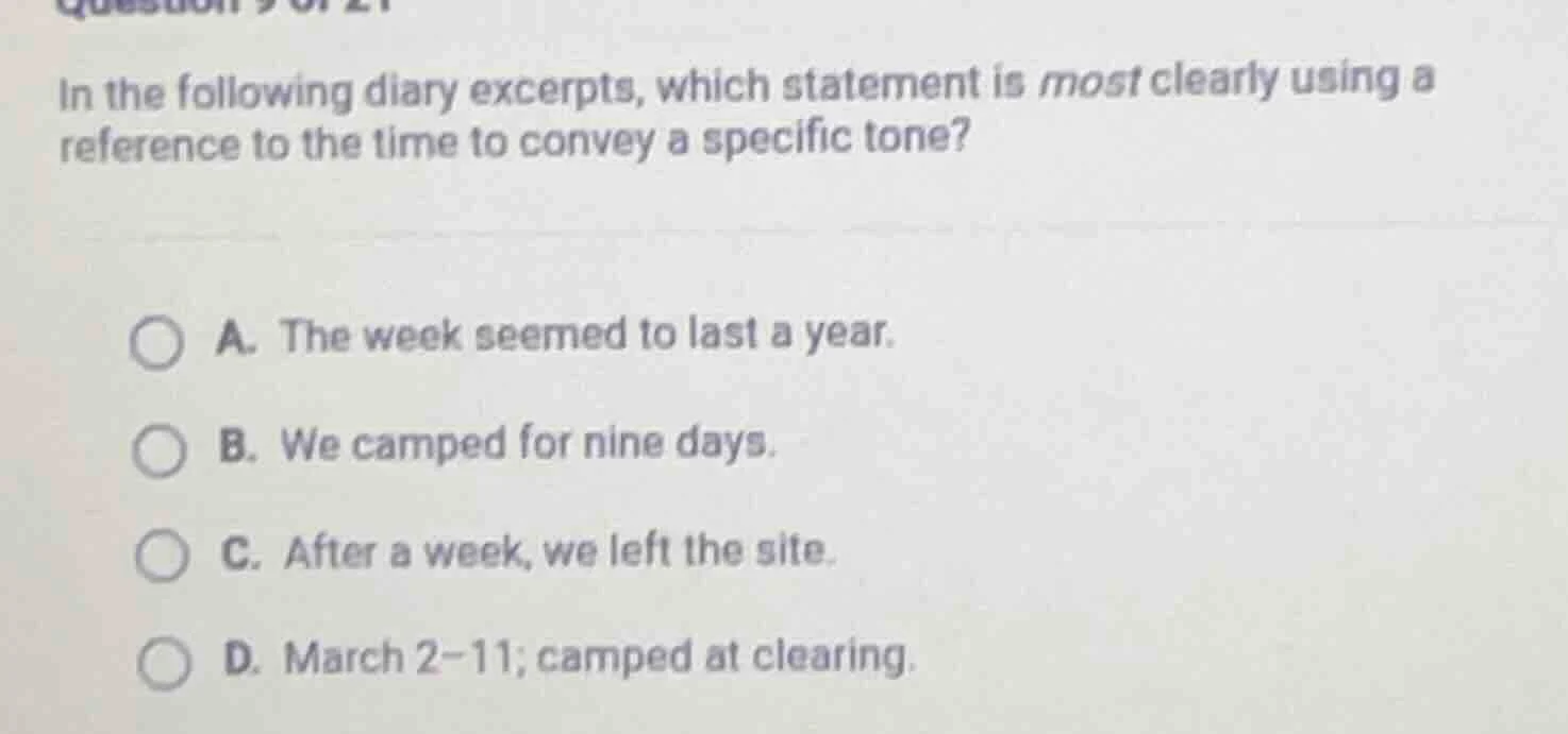 in the following diary excerpts, which statement is most clearly using …