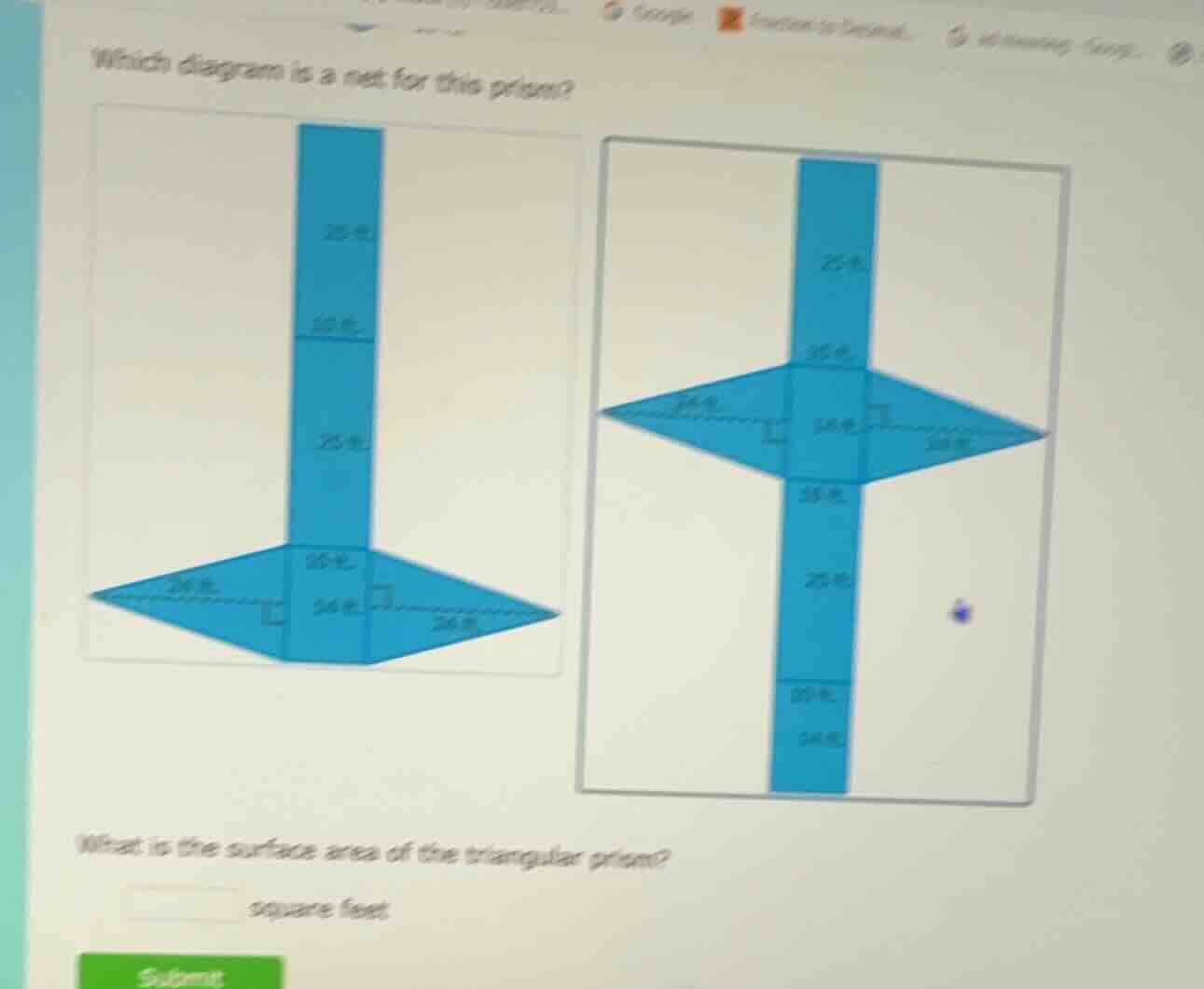 which diagram is a net for this prism? what is the surface area of the …