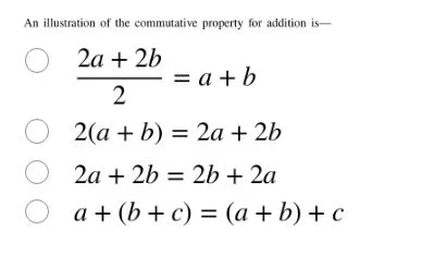 an illustration of the commutative property for addition is— \\(\\frac{…