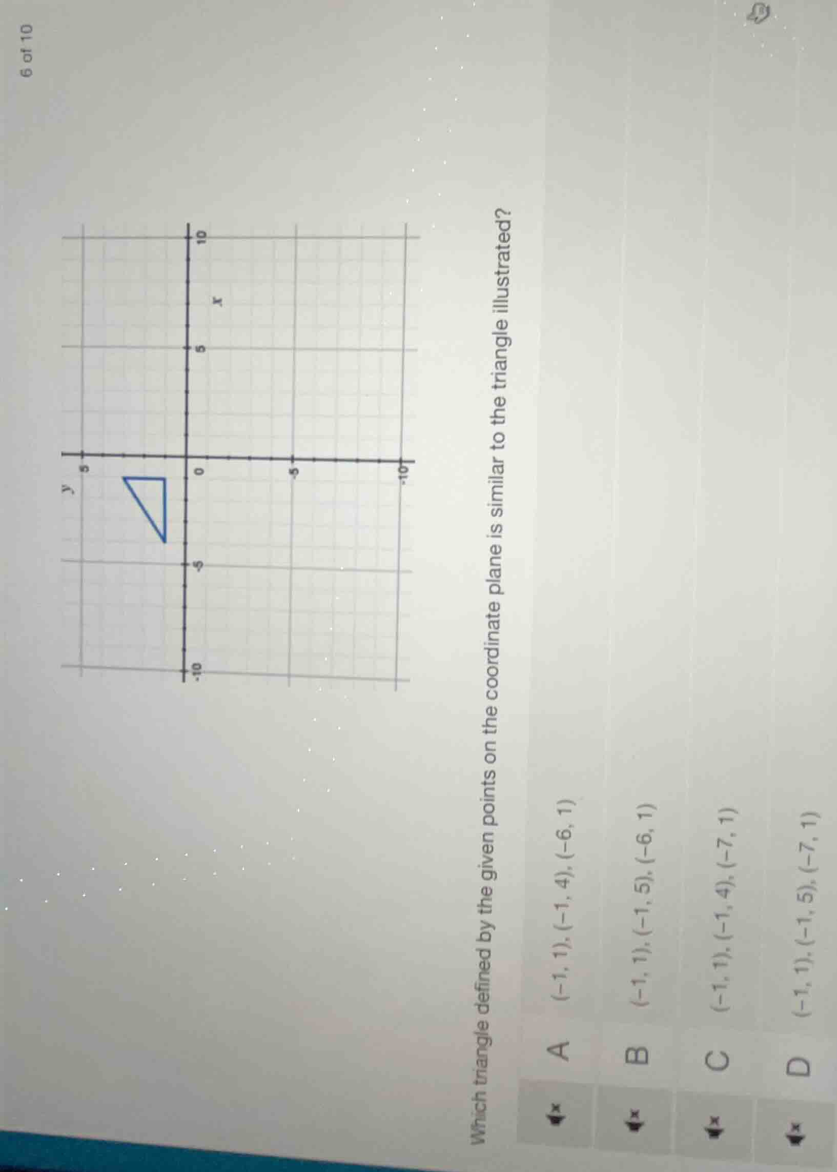 which triangle defined by the given points on the coordinate plane is s…