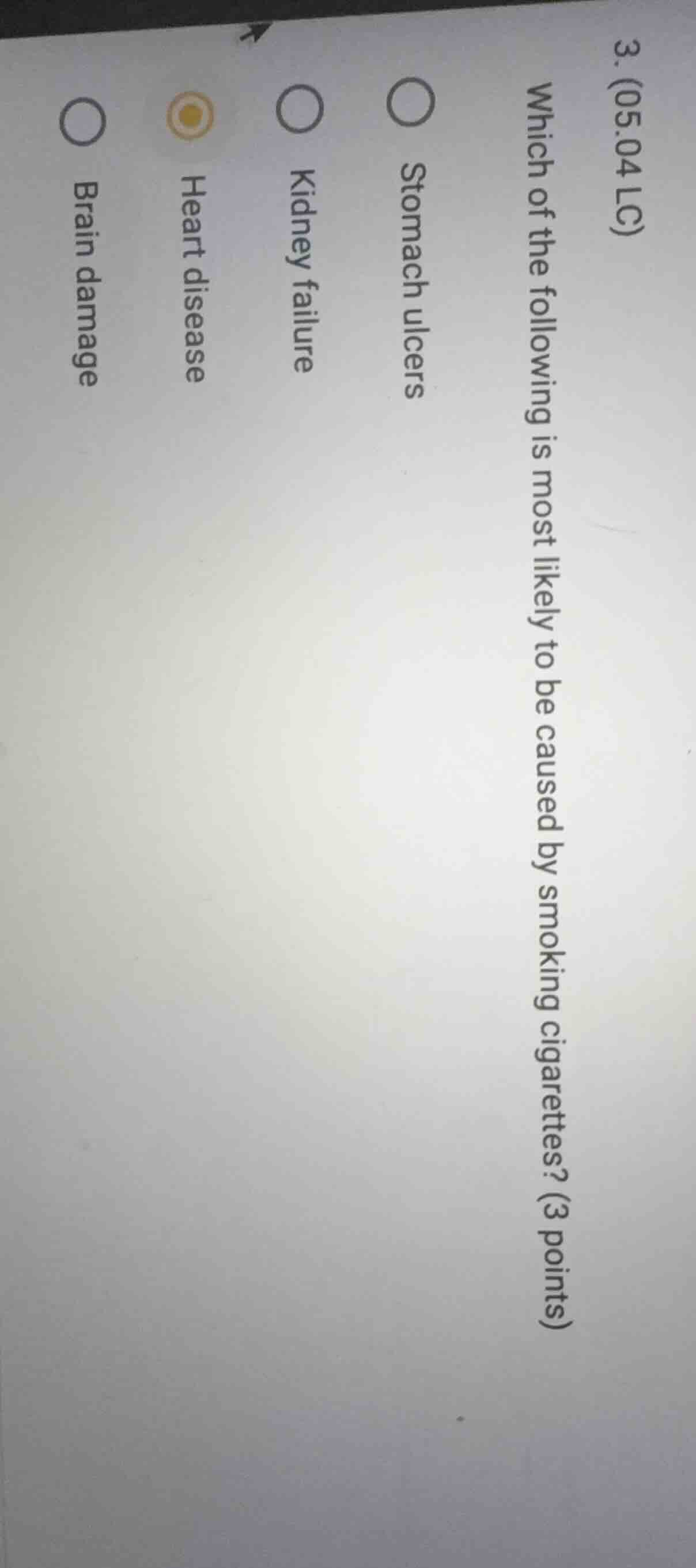 3. (05.04 lc) which of the following is most likely to be caused by smo…