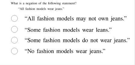what is a negation of the following statement? \all fashion models wear…