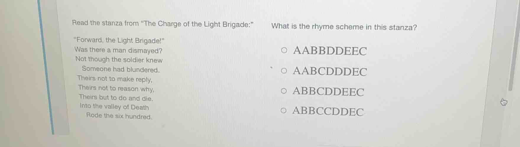 read the stanza from \the charge of the light brigade:\ \forward, the l…