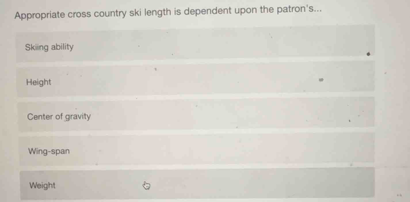 appropriate cross country ski length is dependent upon the patrons... s…