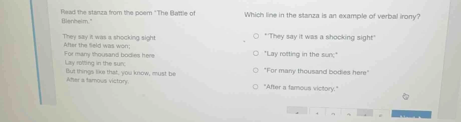 read the stanza from the poem \the battle of blenheim.\ they say it was…