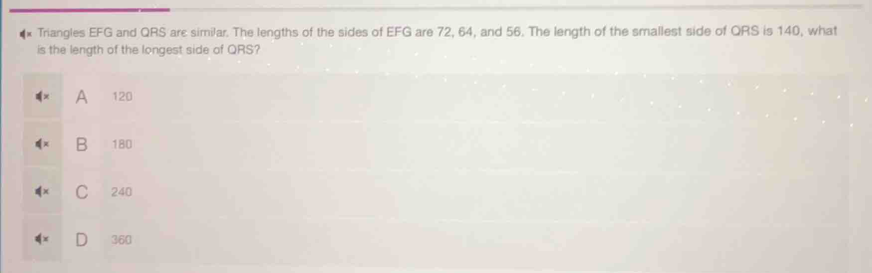 triangles efg and qrs are similar. the lengths of the sides of efg are …