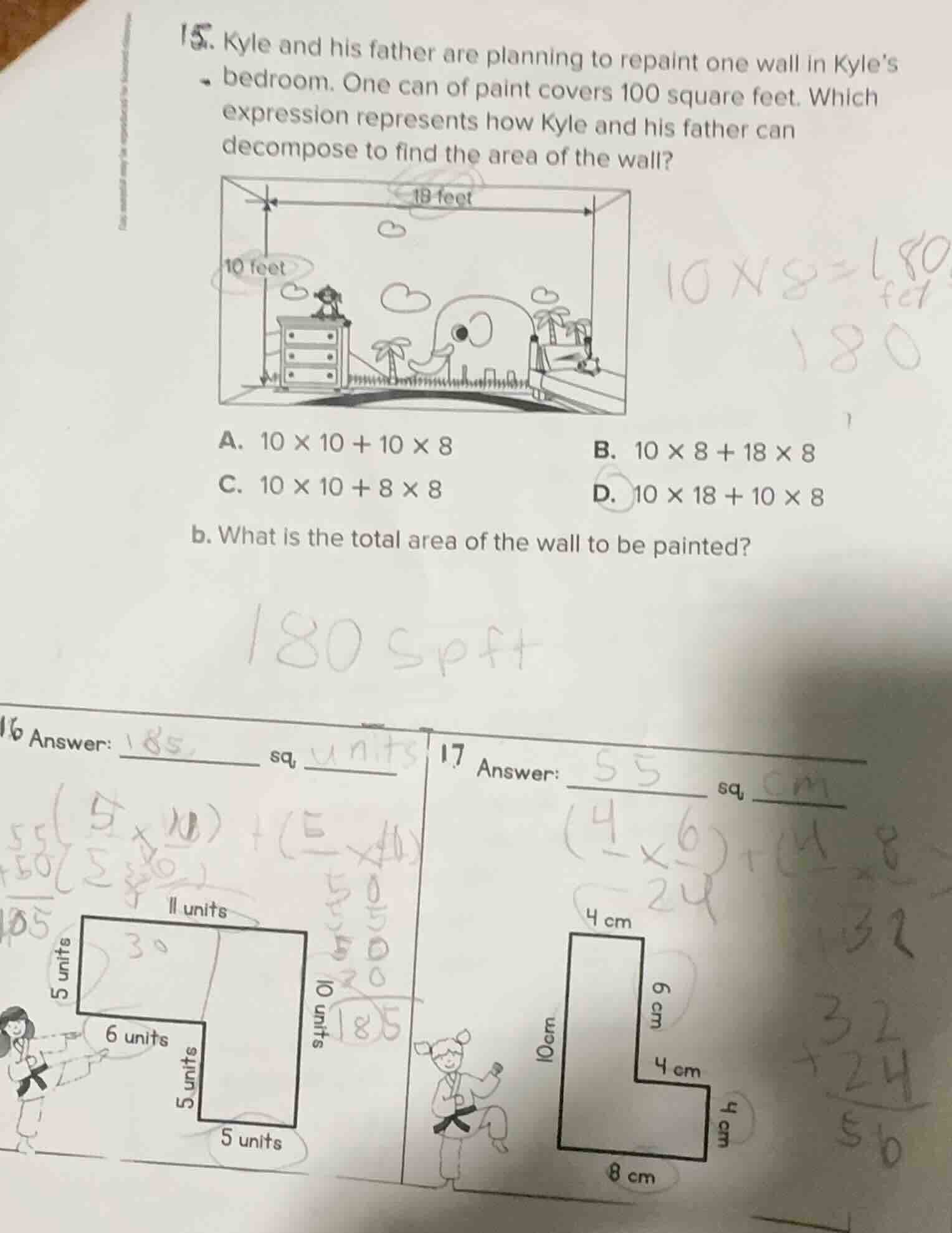 15. kyle and his father are planning to repaint one wall in kyle’s bedr…