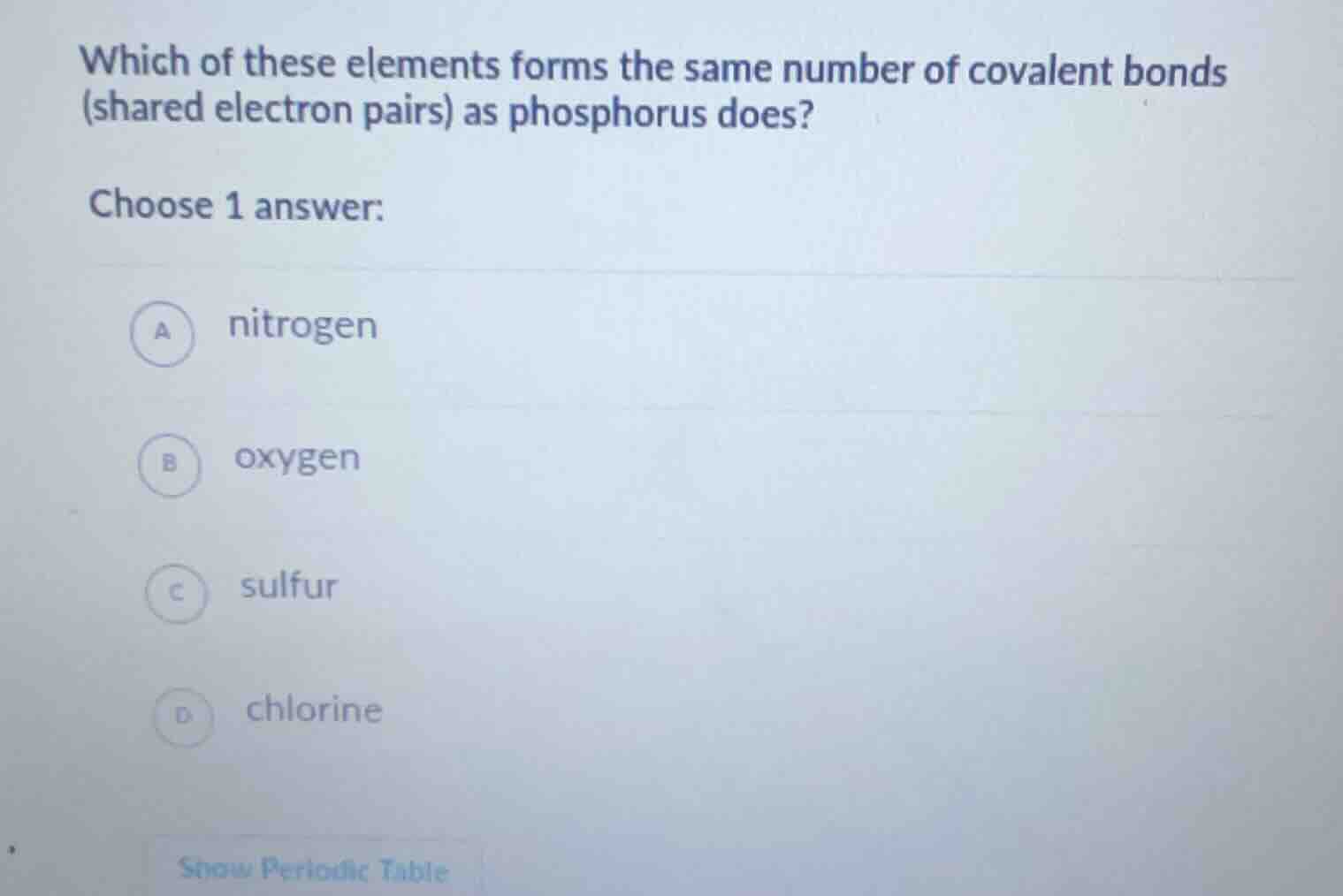 which of these elements forms the same number of covalent bonds (shared…