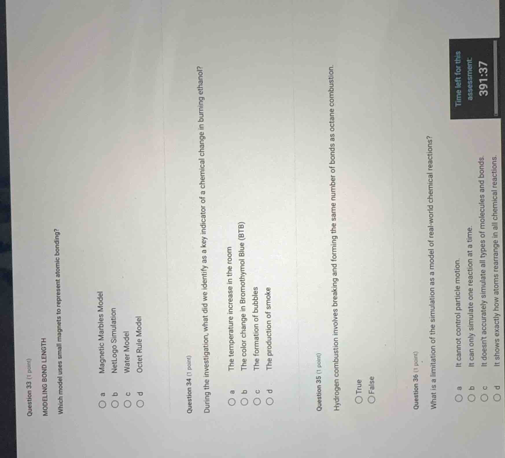 question 33 (1 point) modeling bond length which model uses small magne…