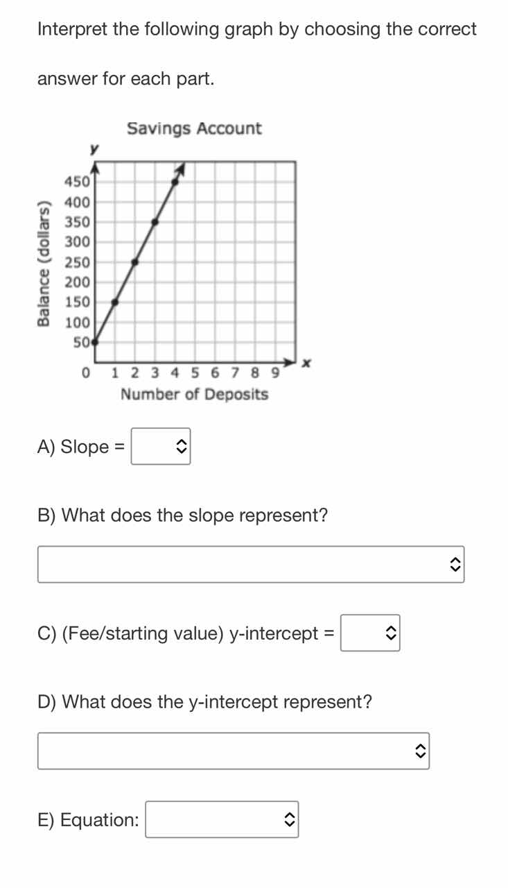 interpret the following graph by choosing the correct answer for each p…