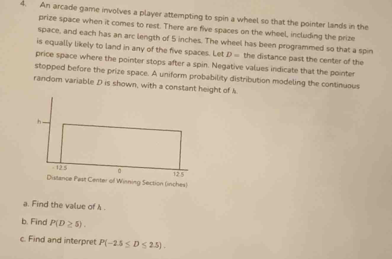 4. an arcade game involves a player attempting to spin a wheel so that …