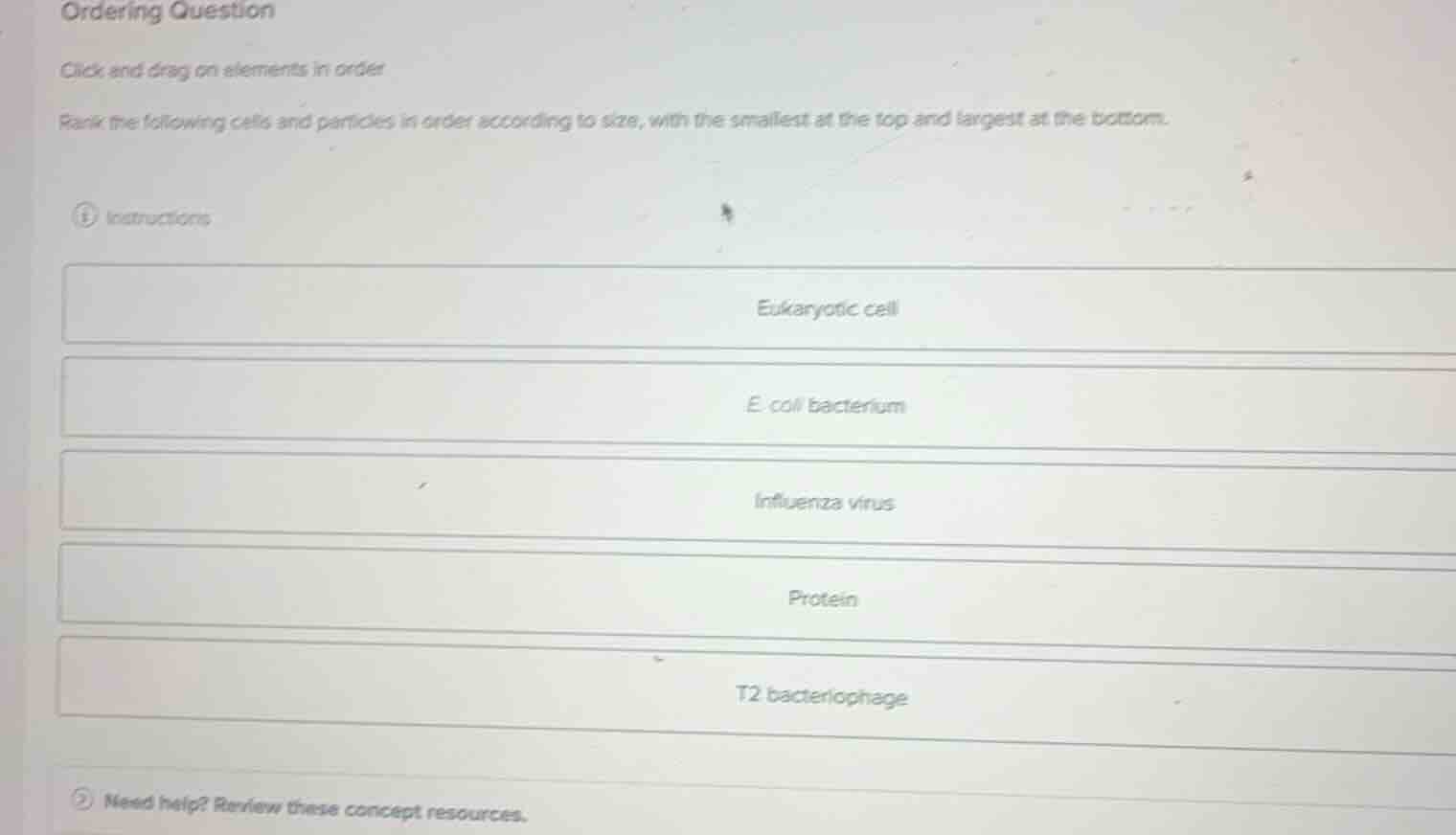 ordering question click and drag on elements in order rank the followin…