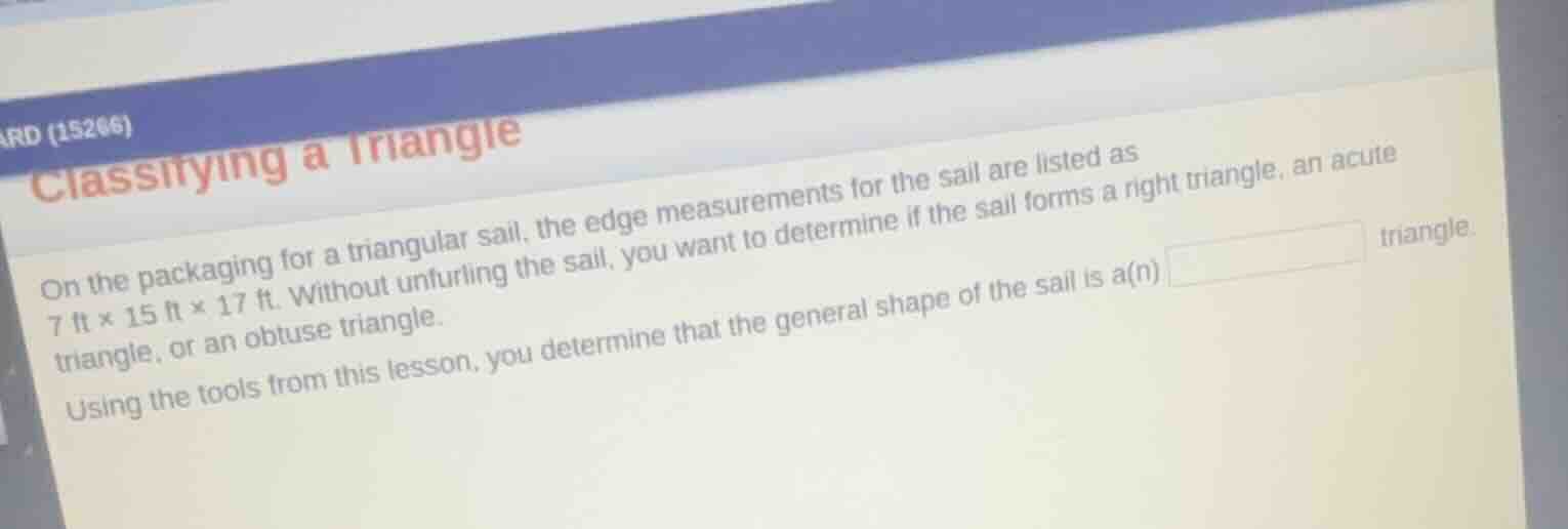 on the packaging for a triangular sail, the edge measurements for the s…