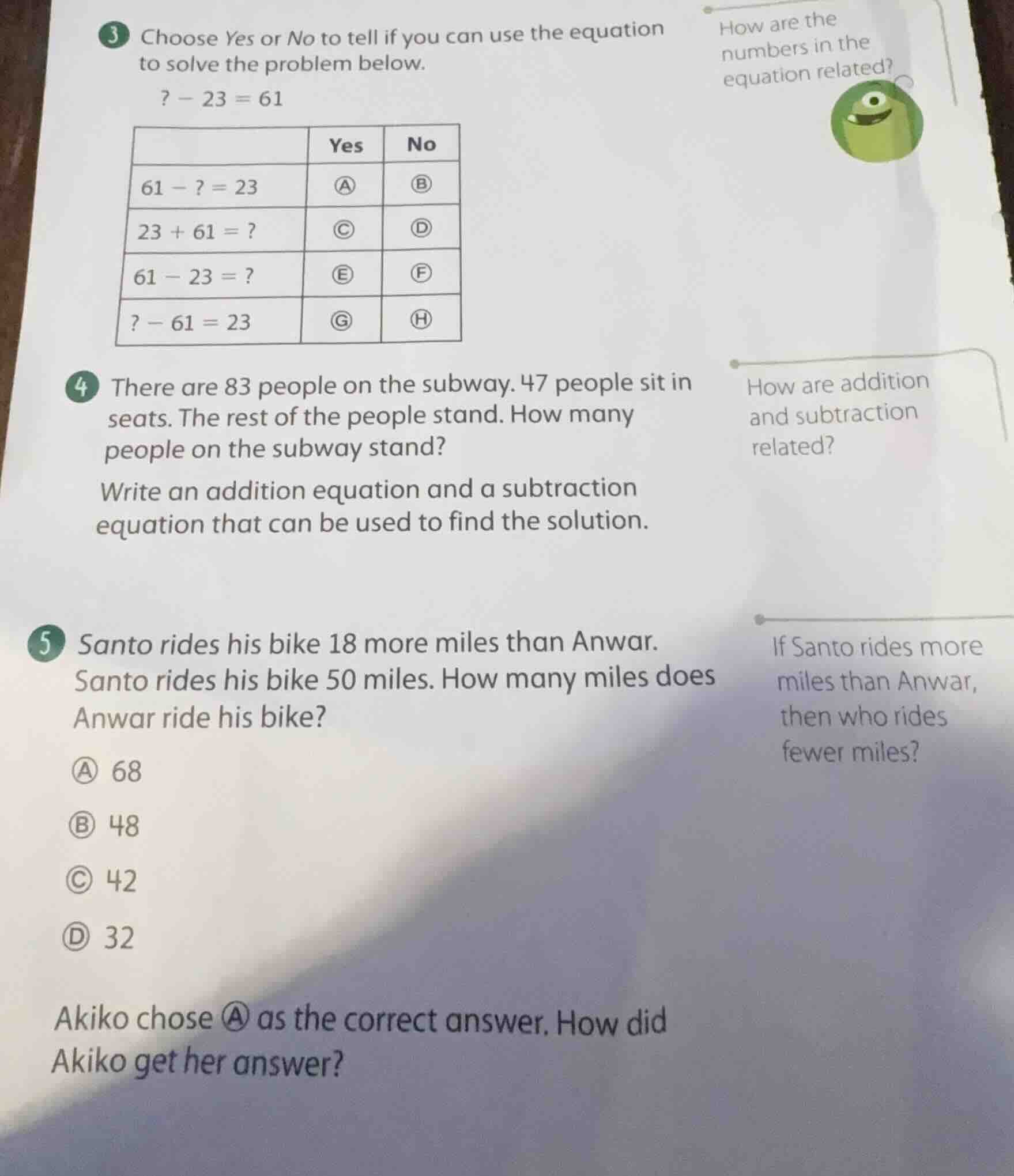 3 choose yes or no to tell if you can use the equation to solve the pro…