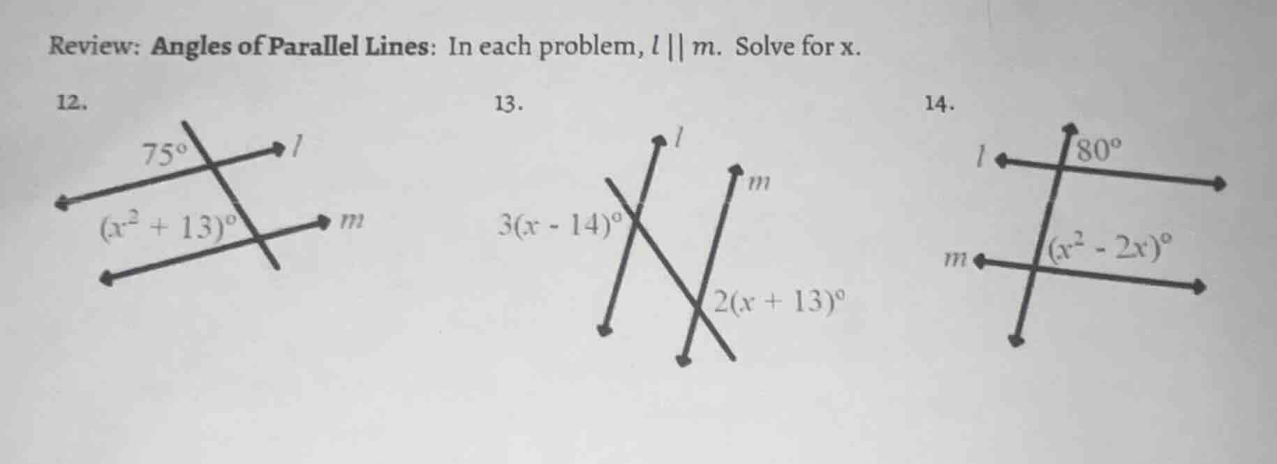 review: angles of parallel lines: in each problem, ( l parallel m ). so…
