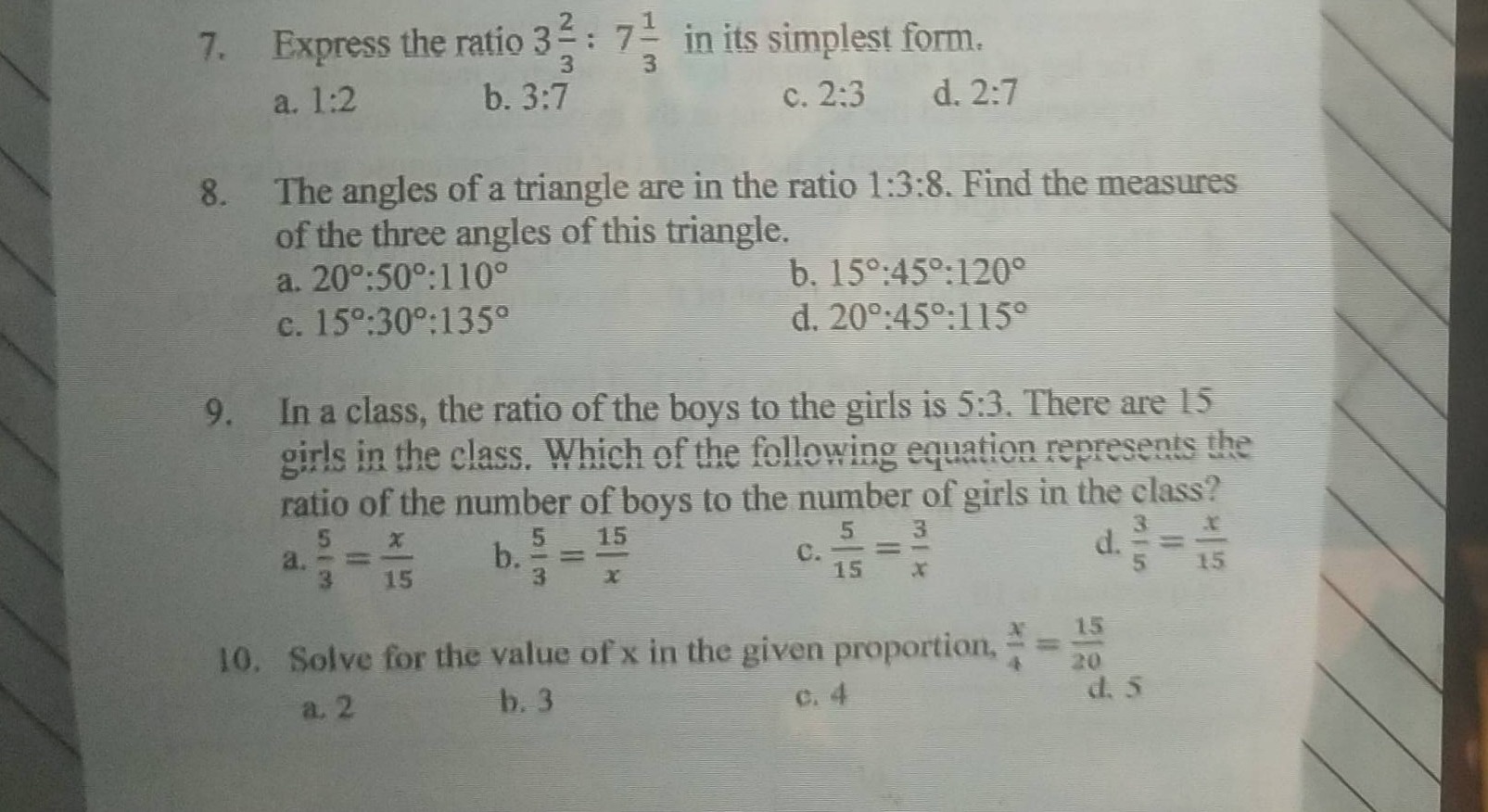 7. express the ratio $3\\frac{2}{3}:7\\frac{1}{3}$ in its simplest form…