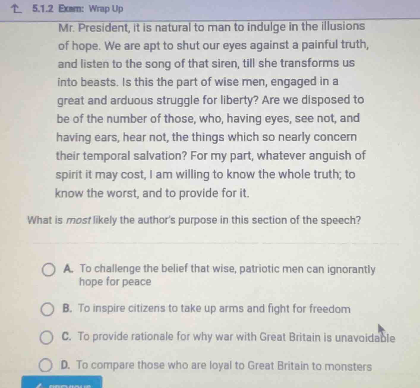 5.1.2 exam: wrap up mr. president, it is natural to man to indulge in t…