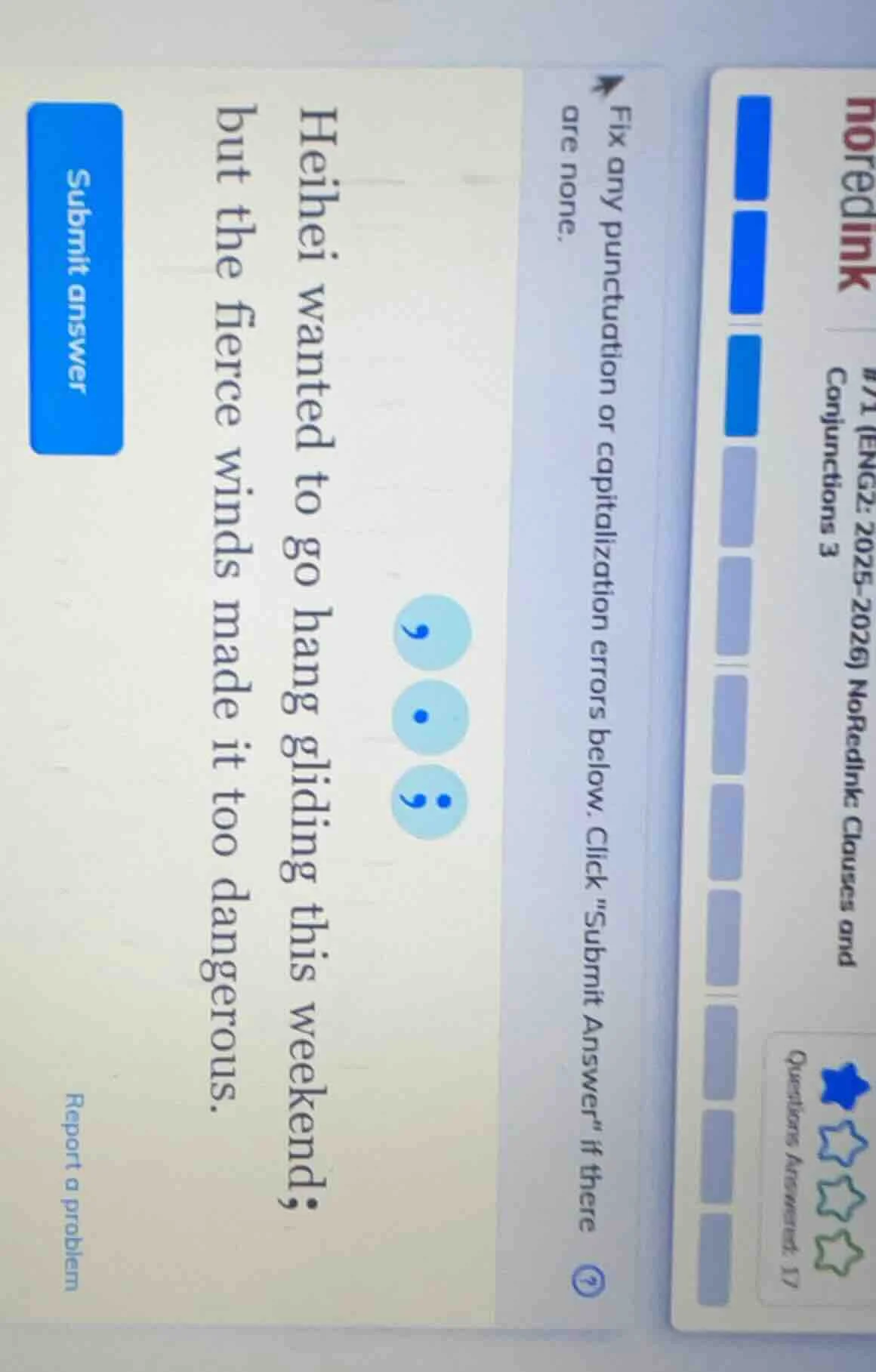 fix any punctuation or capitalization errors below. click \submit answe…