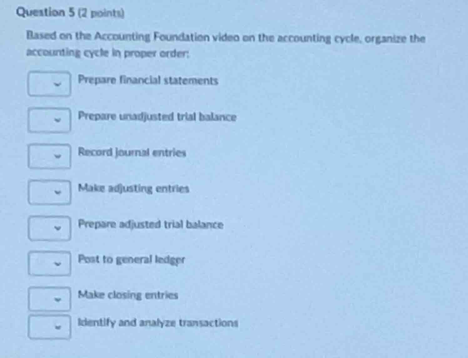 question 5 (2 points) based on the accounting foundation video on the a…
