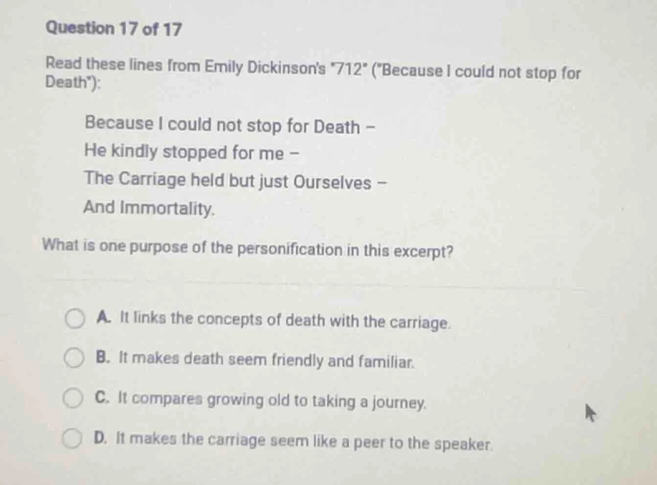 question 17 of 17 read these lines from emily dickinsons \712\ (\becaus…