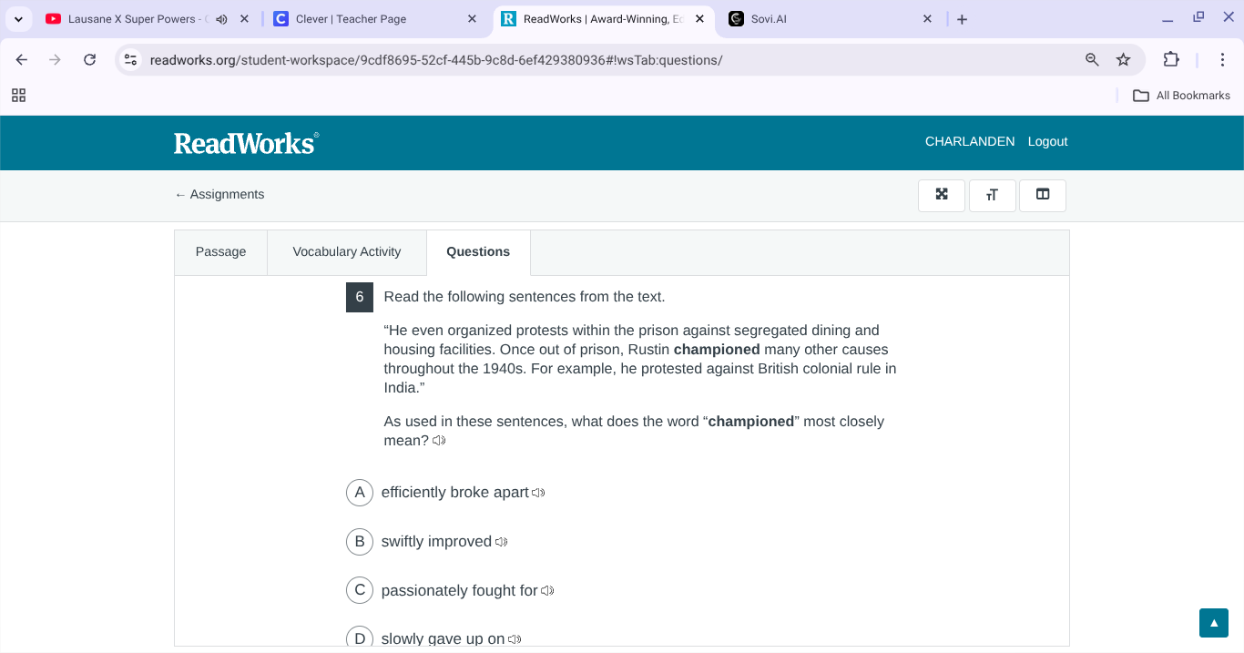 6 read the following sentences from the text. \he even organized protes…