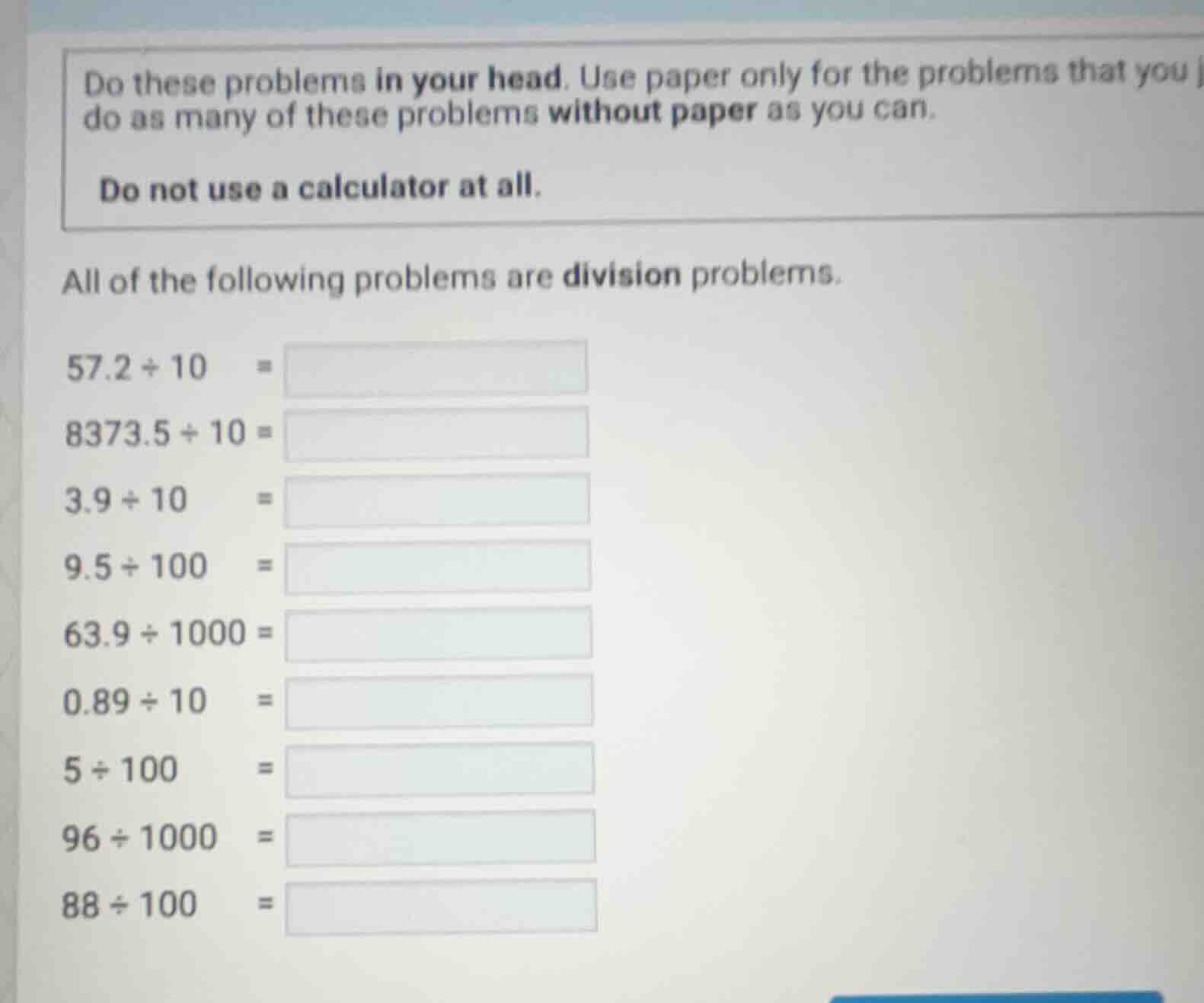 do these problems in your head. use paper only for the problems that yo…