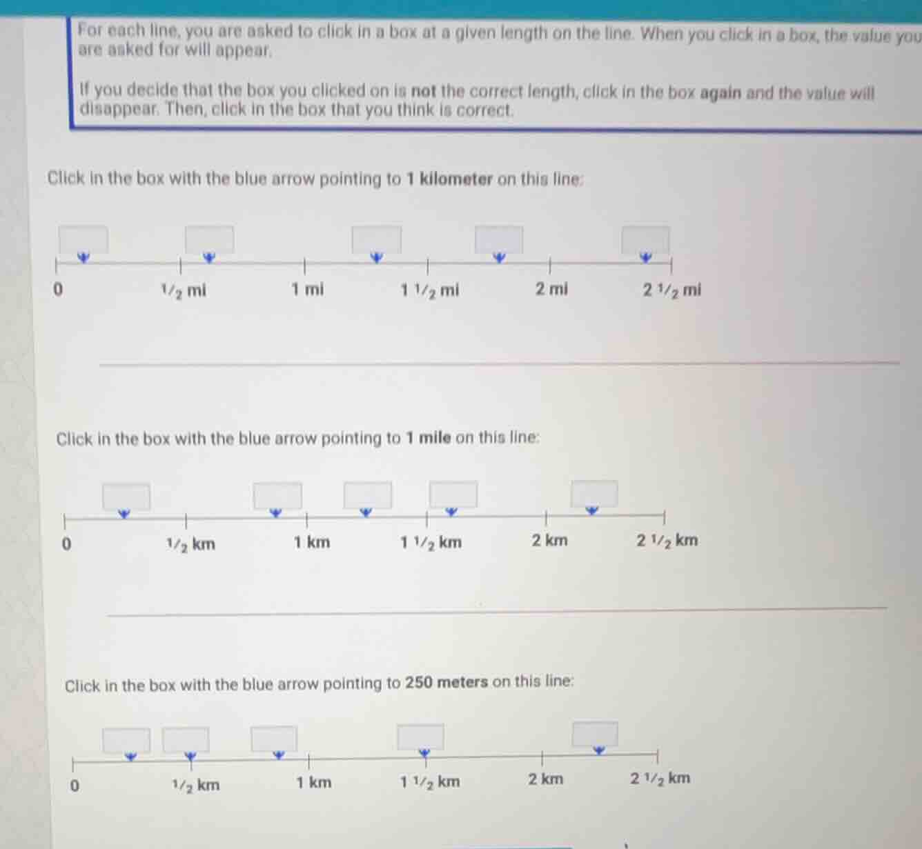 for each line, you are asked to click in a box at a given length on the…