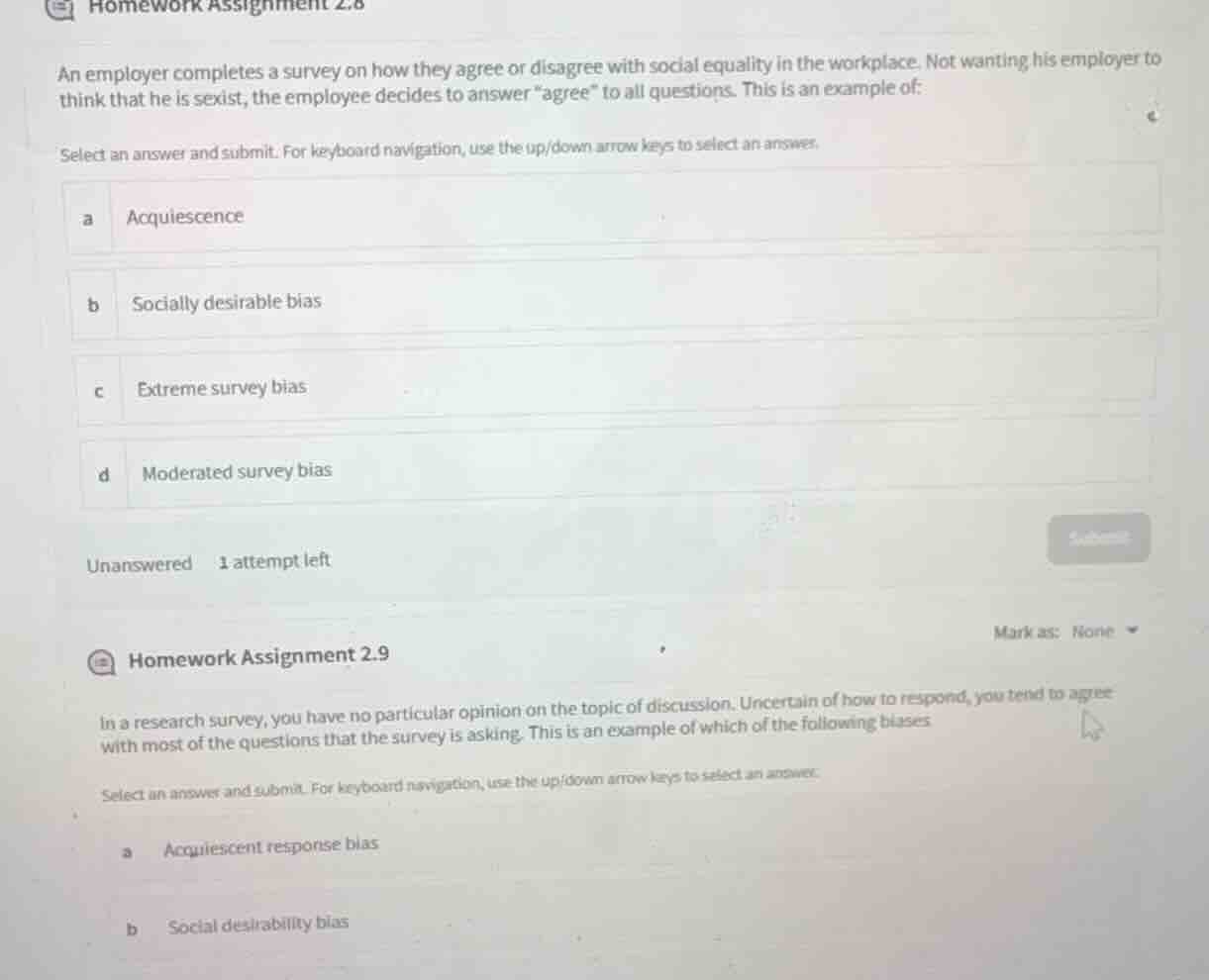 homework assignment 2.8 an employer completes a survey on how they agre…