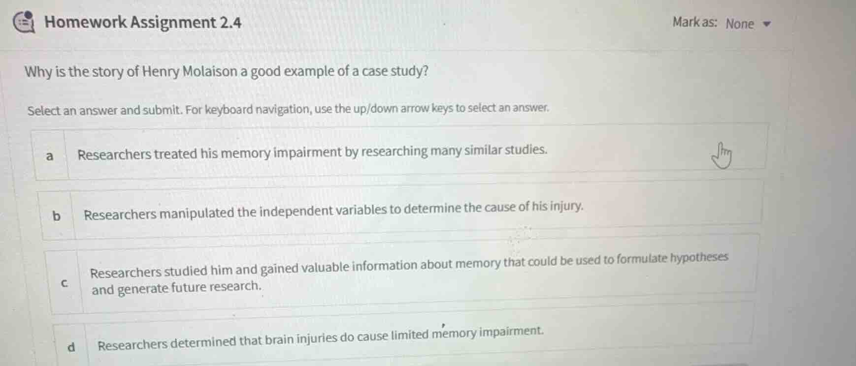 homework assignment 2.4 why is the story of henry molaison a good examp…