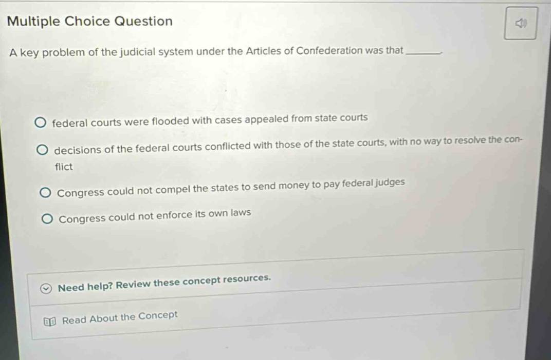 multiple choice question a key problem of the judicial system under the…