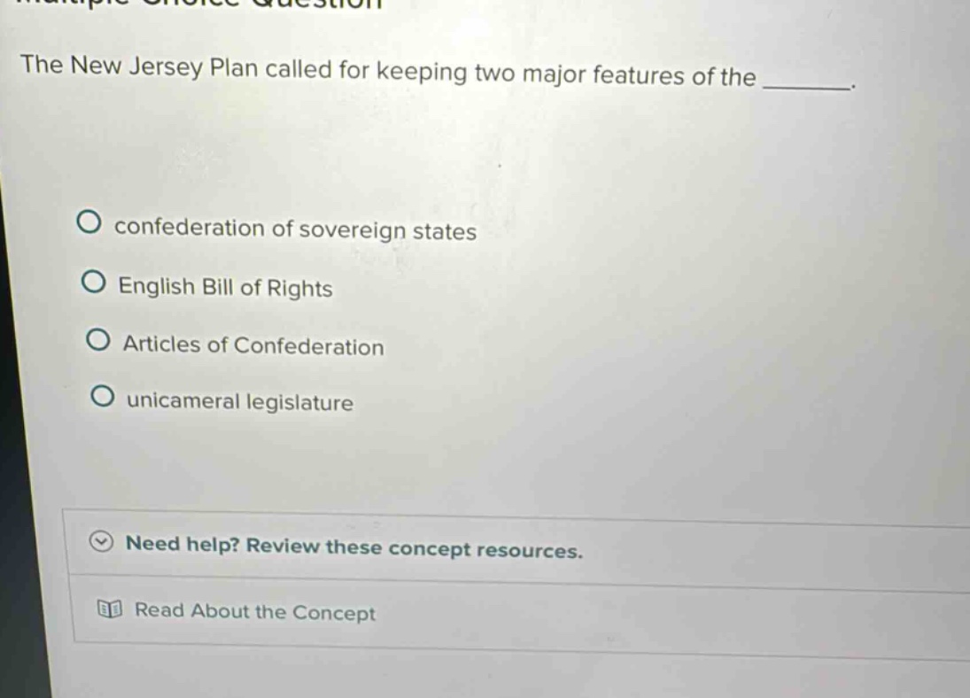 the new jersey plan called for keeping two major features of the ______…