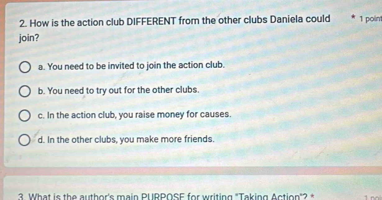 2. how is the action club different from the other clubs daniela could …