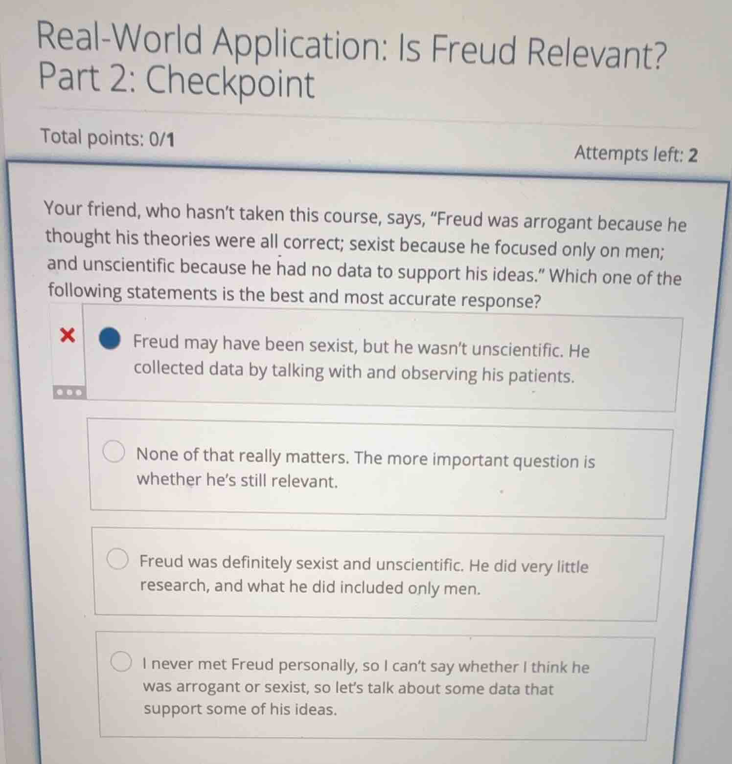 real - world application: is freud relevant? part 2: checkpoint total p…