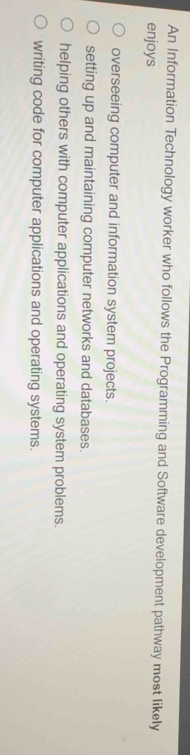 an information technology worker who follows the programming and softwa…