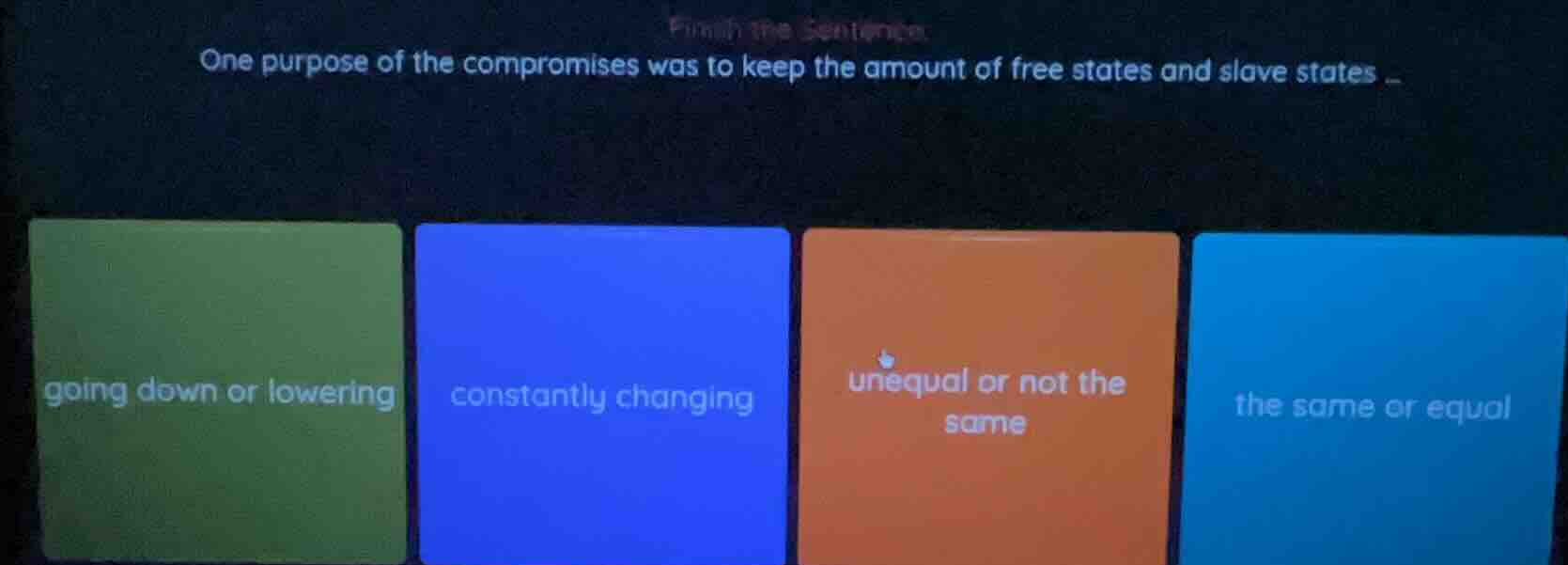 finish the sentence. one purpose of the compromises was to keep the amo…