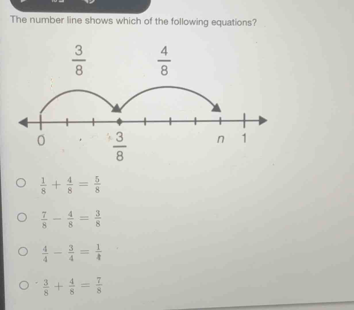 the number line shows which of the following equations? \\(\\frac{1}{8}…