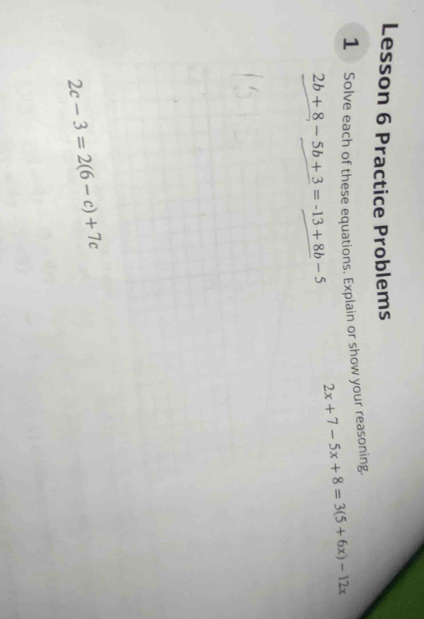 lesson 6 practice problems 1 solve each of these equations. explain or …